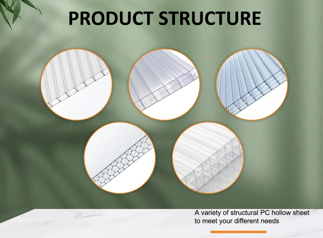 Best-Selling Anti-UV Plastic Polycarbonate Hollow Sheet for Agricultural Greenhouses